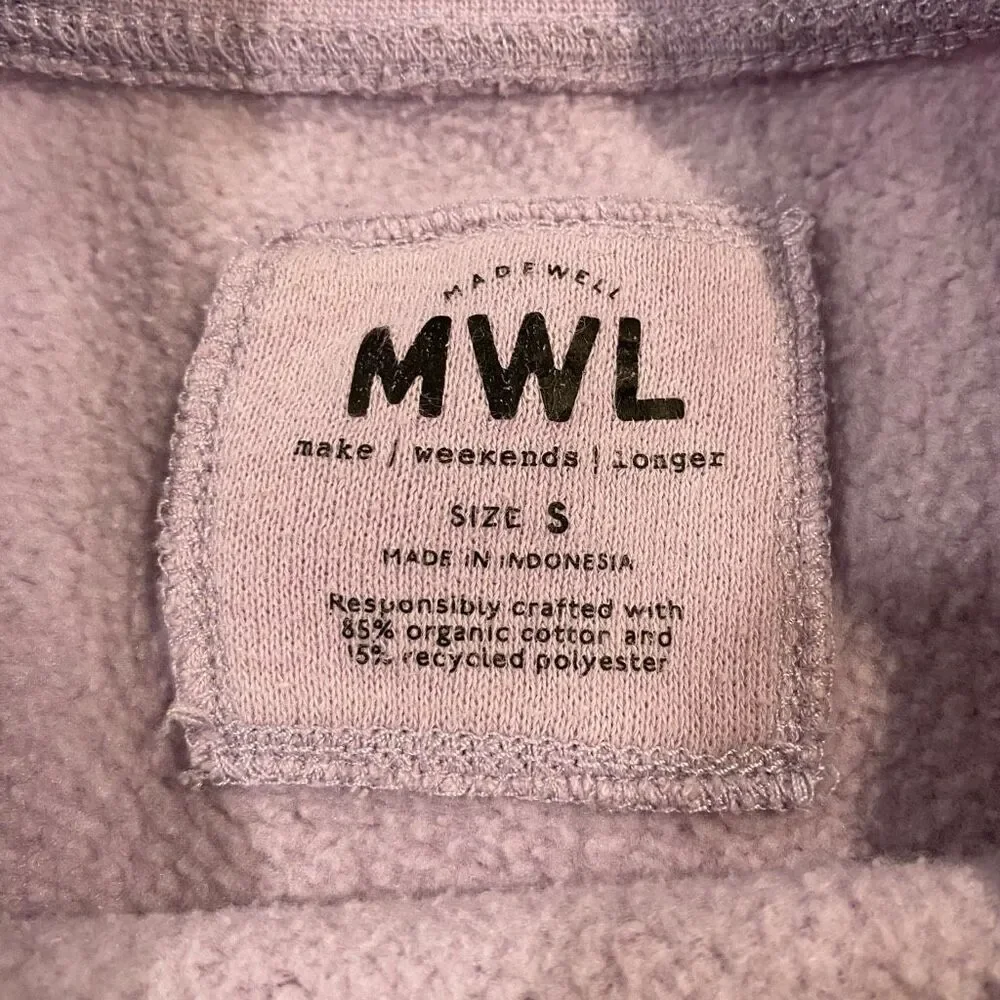 Madewell MWL Lavender Cropped Sweatshirt Small Organic Cotton Boxy Pullover